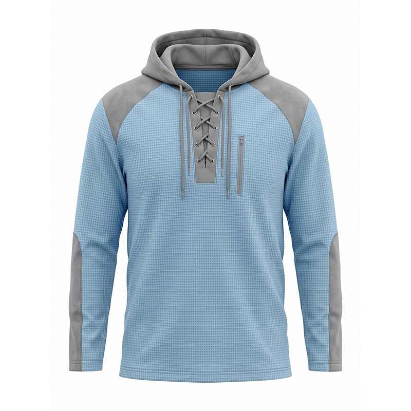 Sweat à capuche décontracté en maille color-block pour homme