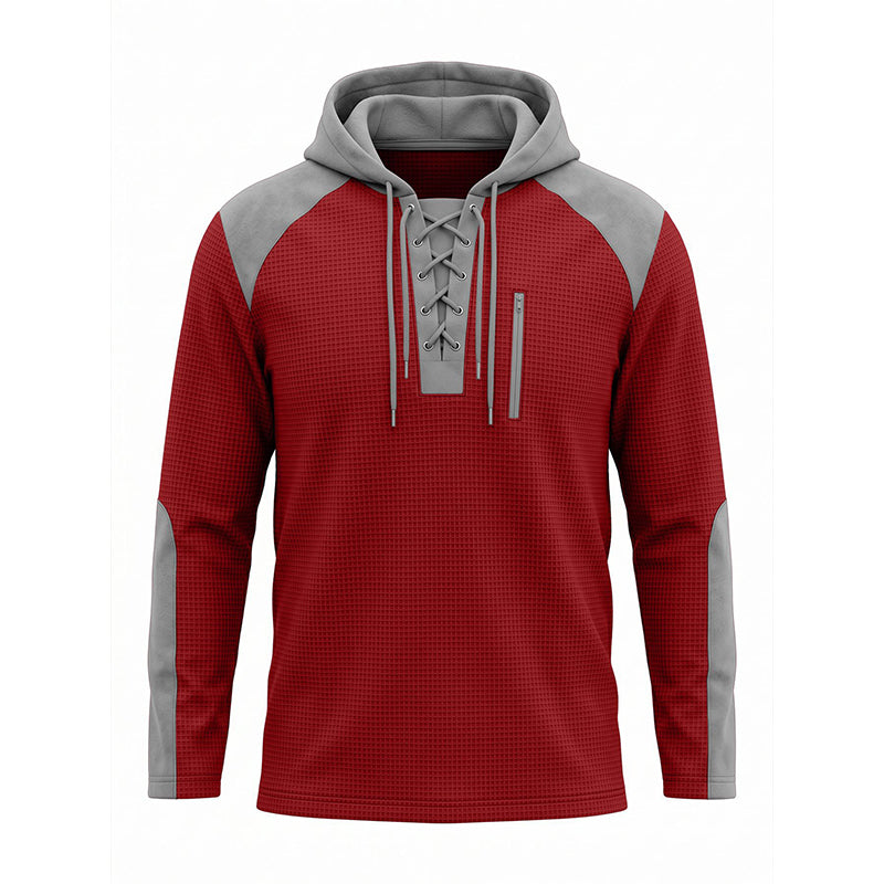 Sweat à capuche décontracté en maille color-block pour homme