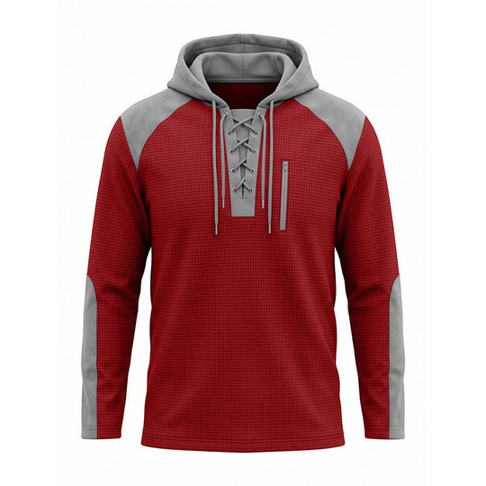 Sweat à capuche décontracté en maille color-block pour homme