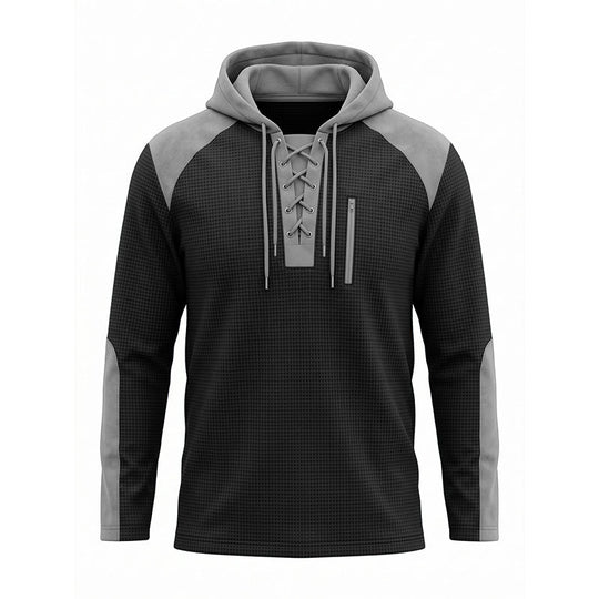 Sweat à capuche décontracté en maille color-block pour homme