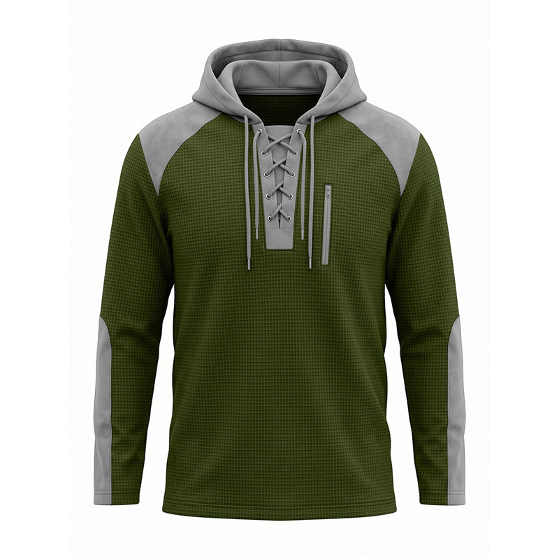 Sweat à capuche décontracté en maille color-block pour homme