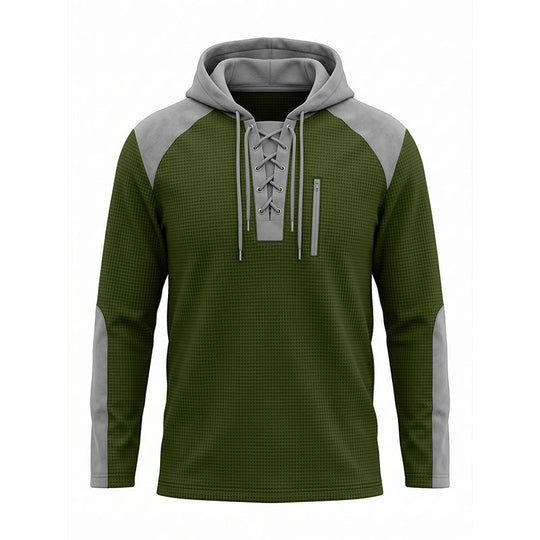 Sweat à capuche décontracté en maille color-block pour homme