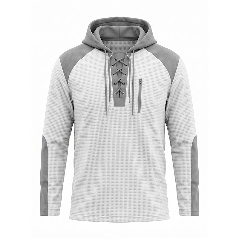 Sweat à capuche décontracté en maille color-block pour homme