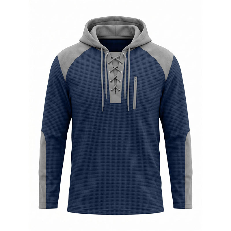 Sweat à capuche décontracté en maille color-block pour homme