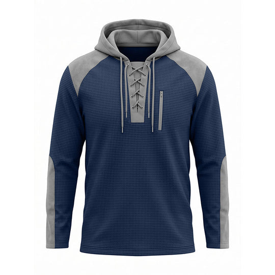 Sweat à capuche décontracté en maille color-block pour homme