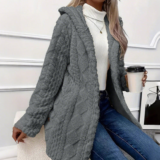 Veste à capuche boutonnée pour femme