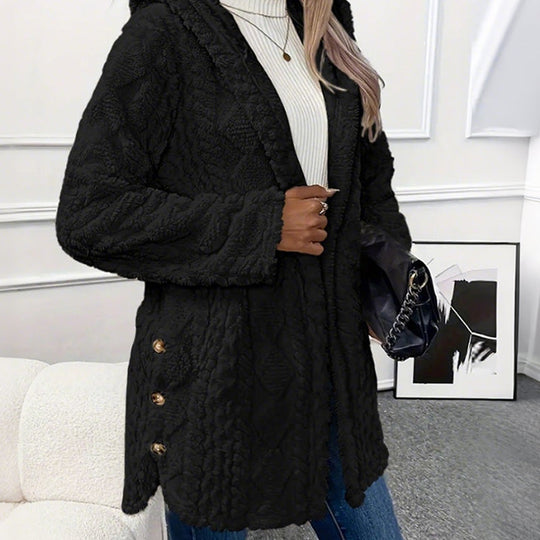 Veste à capuche boutonnée pour femme