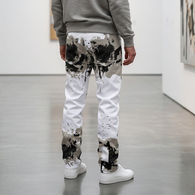 👖✨ PROMO -50% ! Jean Slim Camouflage Homme Tendance – Imprimé Audacieux Streetwear, Coupe Slim Droite Moderne, Denim Premium Durable Poches Pratiques · Blanc · 28-36 🔥