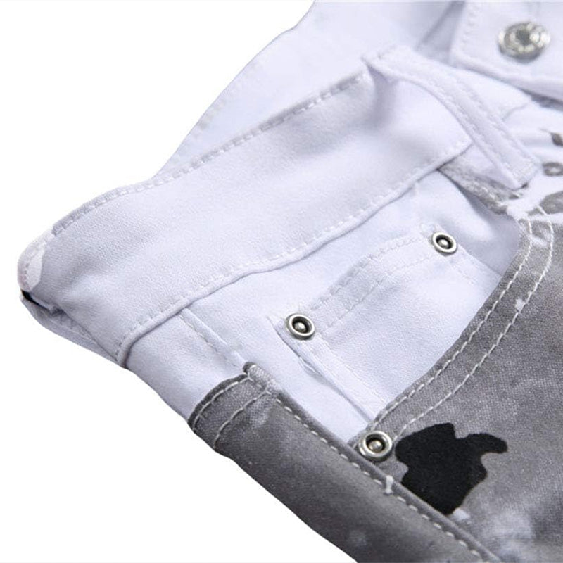 👖✨ PROMO -50% ! Jean Slim Camouflage Homme Tendance – Imprimé Audacieux Streetwear, Coupe Slim Droite Moderne, Denim Premium Durable Poches Pratiques · Blanc · 28-36 🔥