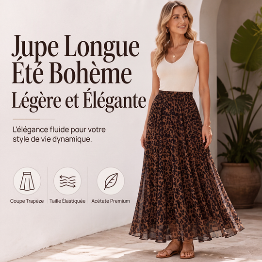 Jupe longue évasée à imprimé pour femme