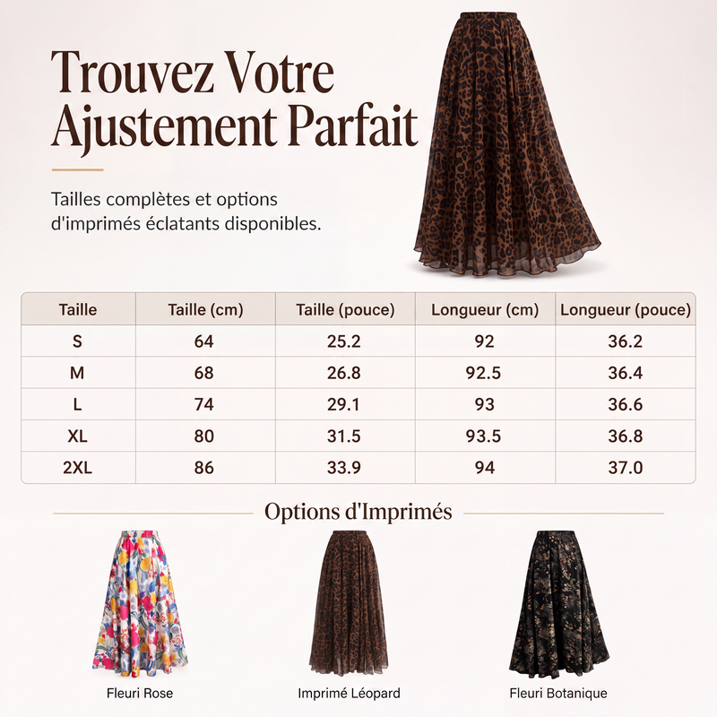 Jupe longue évasée à imprimé pour femme