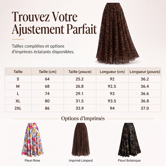 Jupe longue évasée à imprimé pour femme