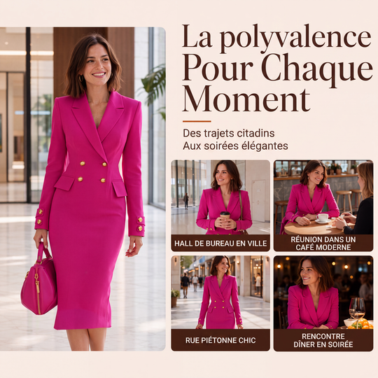 🌸 OFFRE LIMITÉE –50% ! ✨ Robe blazer double boutonnage pour femme