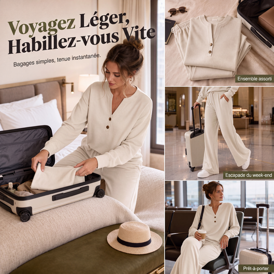 🌸 OFFRE LIMITÉE –50% ! ✨ Ensemble top fluide et pantalon large pour femme