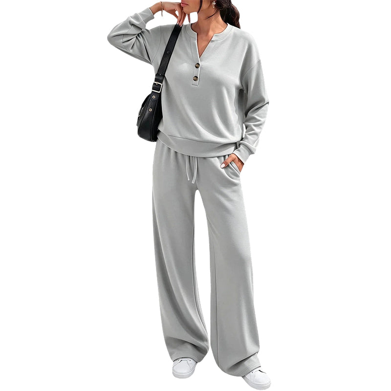 🌸 OFFRE LIMITÉE –50% ! ✨ Ensemble top fluide et pantalon large pour femme