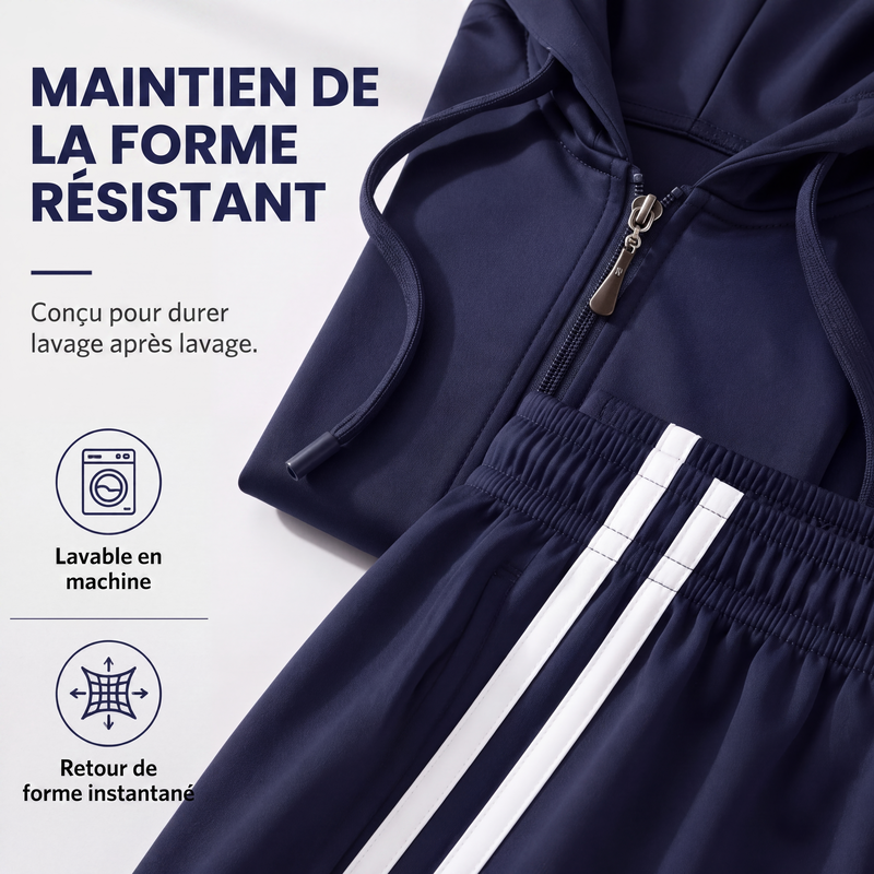 Ensemble sweat à capuche zippé rayé et pantalon pour femme