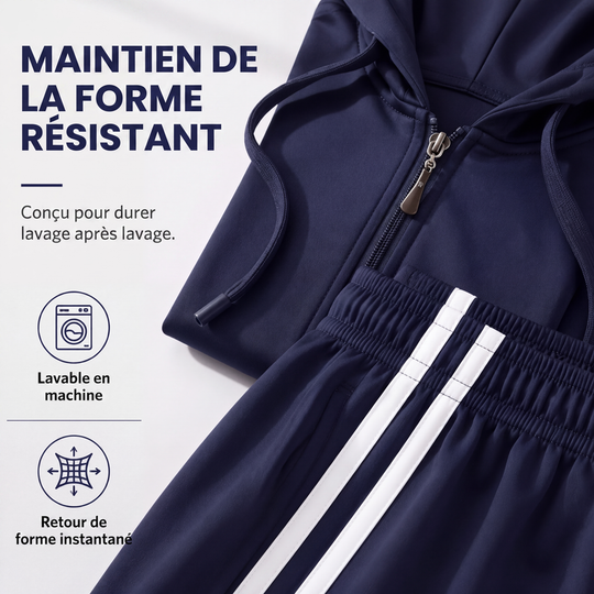 Ensemble sweat à capuche zippé rayé et pantalon pour femme