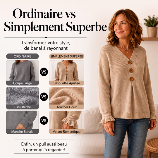 🌸 -50 % Aujourd’hui | Pull Femme en Maille à Col V