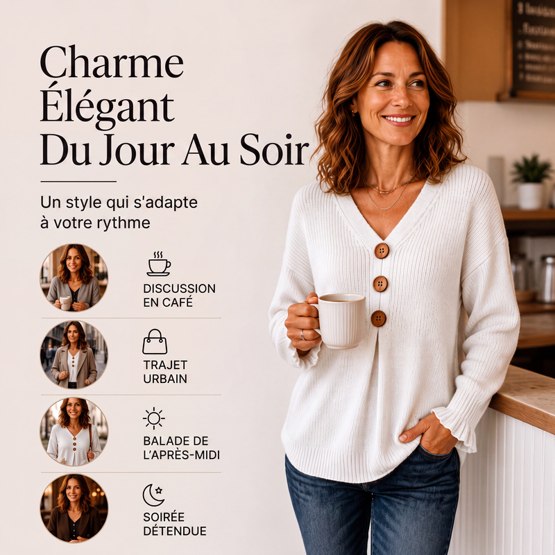 🌸 -50 % Aujourd’hui | Pull Femme en Maille à Col V