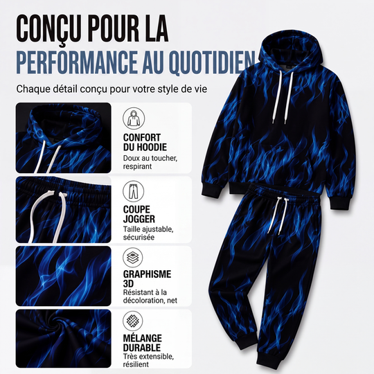 📢📢50% DE RÉDUCTION !! ⏰Ensemble sweat à capuche imprimé et pantalon de survêtement pour homme