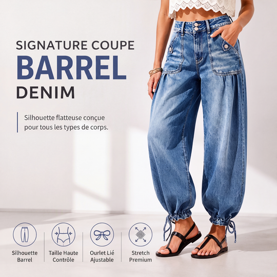 📢📢 50% DE RÉDUCTION ! ✨ Jeans barrel extensibles taille haute pour femme