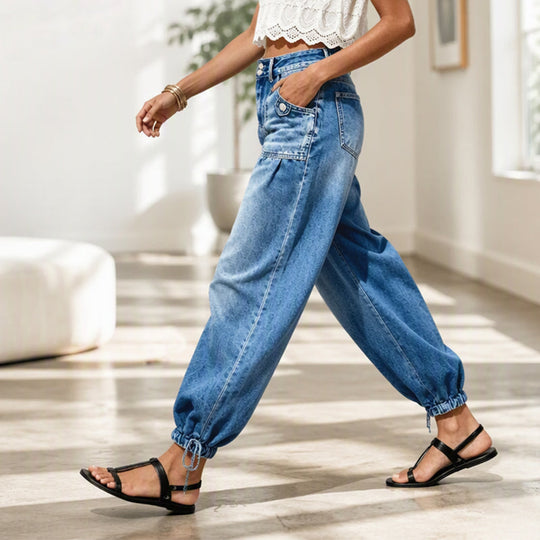 📢📢 50% DE RÉDUCTION ! ✨ Jeans barrel extensibles taille haute pour femme