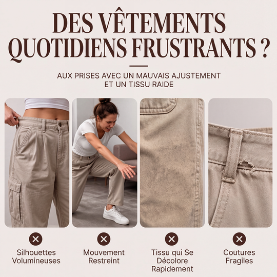 ✨ Un style de tous les jours qui met en valeur la silhouette | Pantalon utilitaire à coupe droite pour femme, avec coutures renforcées