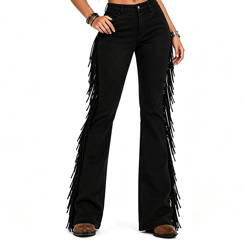 ✨ Style Western | Jean Femme Flare à Franges