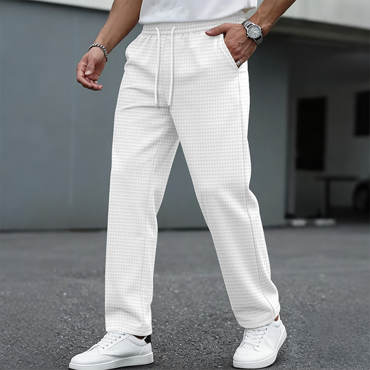 📢📢50 % DE RÉDUCTION !! ⏰ Pantalon décontracté pour homme en maille gaufrée avec cordon de serrage