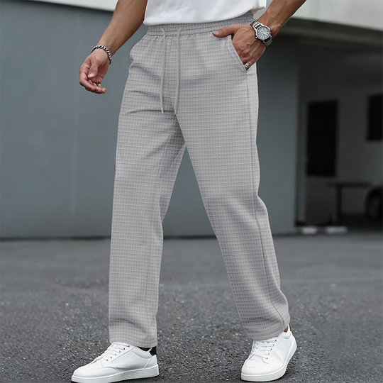📢📢50 % DE RÉDUCTION !! ⏰ Pantalon décontracté pour homme en maille gaufrée avec cordon de serrage