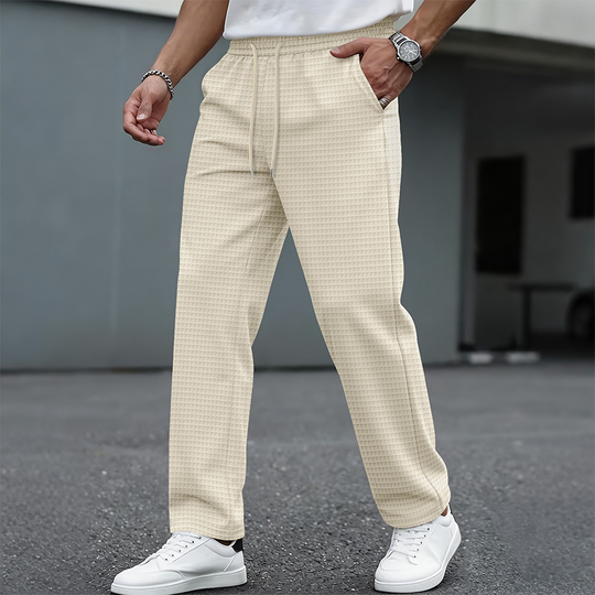 📢📢50 % DE RÉDUCTION !! ⏰ Pantalon décontracté pour homme en maille gaufrée avec cordon de serrage