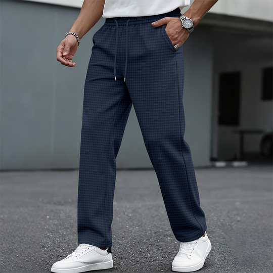 📢📢50 % DE RÉDUCTION !! ⏰ Pantalon décontracté pour homme en maille gaufrée avec cordon de serrage