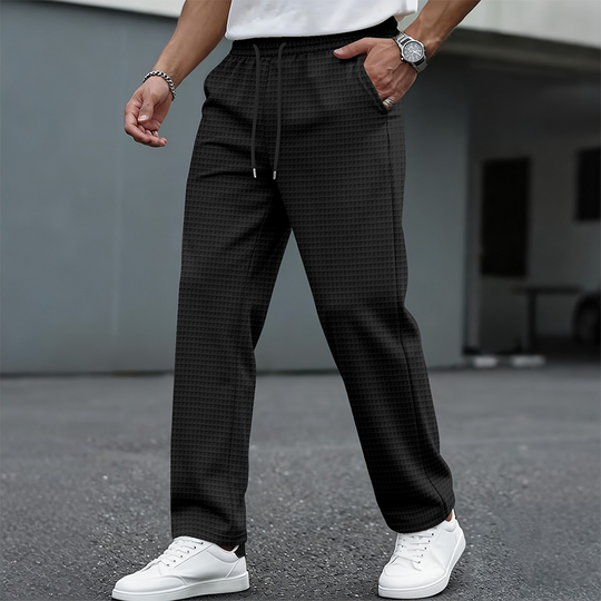 📢📢50 % DE RÉDUCTION !! ⏰ Pantalon décontracté pour homme en maille gaufrée avec cordon de serrage