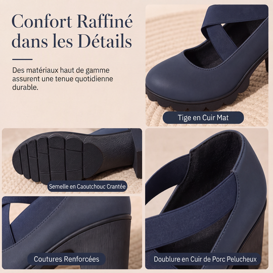📢📢50 % de réduction !!! 🎉✨ Chaussures Mary Jane pour femme à bout rond, avec lanières croisées, talon bloc, semelle compensée et découpes, à talons hauts