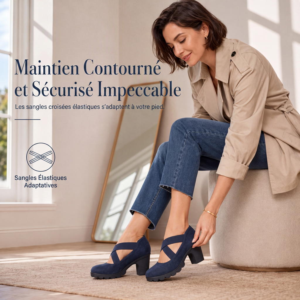 📢📢50 % de réduction !!! 🎉✨ Chaussures Mary Jane pour femme à bout rond, avec lanières croisées, talon bloc, semelle compensée et découpes, à talons hauts