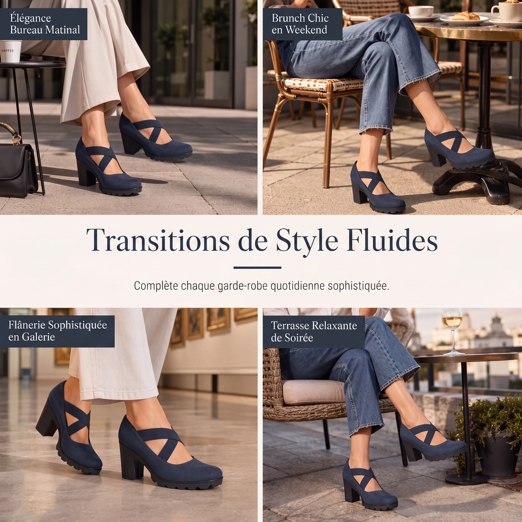 📢📢50 % de réduction !!! 🎉✨ Chaussures Mary Jane pour femme à bout rond, avec lanières croisées, talon bloc, semelle compensée et découpes, à talons hauts