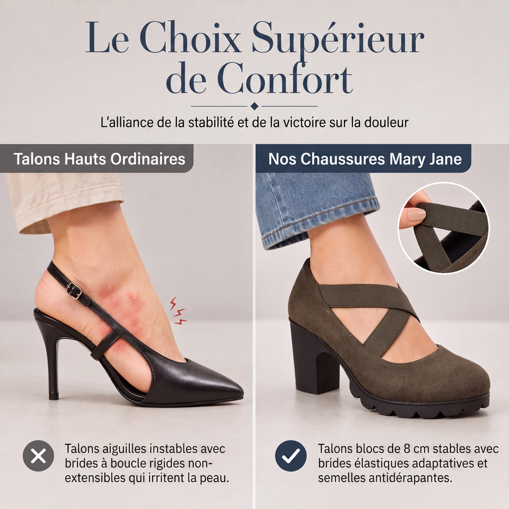 📢📢50 % de réduction !!! 🎉✨ Chaussures Mary Jane pour femme à bout rond, avec lanières croisées, talon bloc, semelle compensée et découpes, à talons hauts