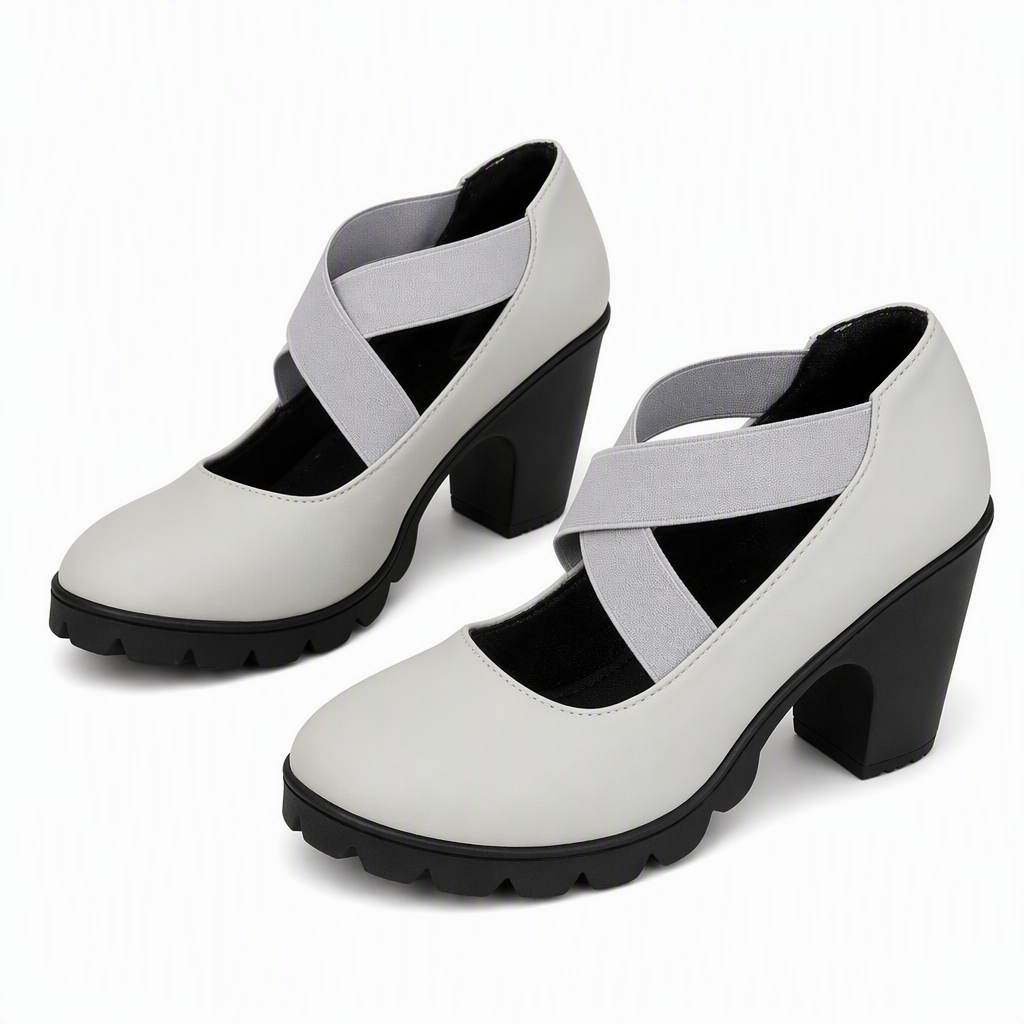 📢📢50 % de réduction !!! 🎉✨ Chaussures Mary Jane pour femme à bout rond, avec lanières croisées, talon bloc, semelle compensée et découpes, à talons hauts