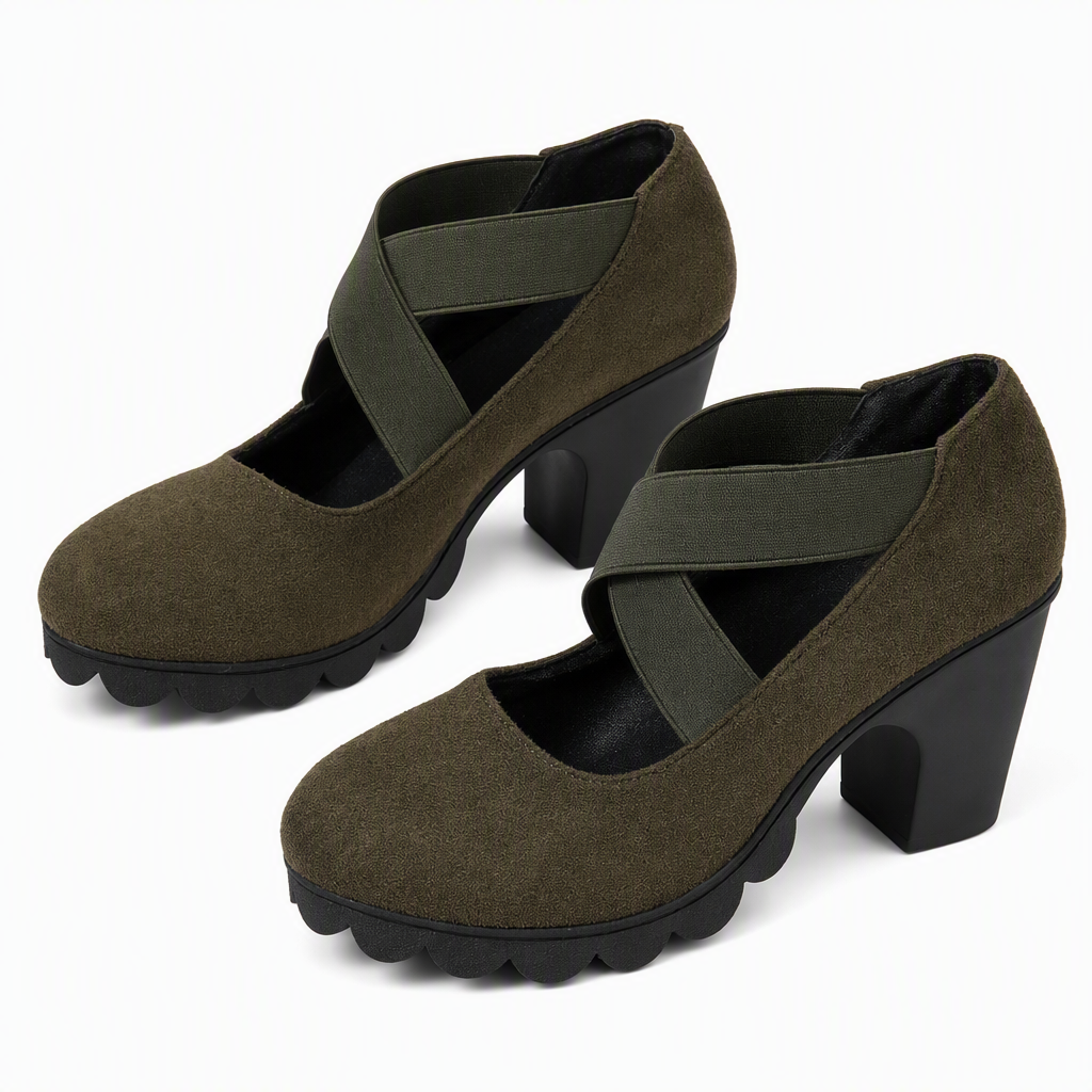 📢📢50 % de réduction !!! 🎉✨ Chaussures Mary Jane pour femme à bout rond, avec lanières croisées, talon bloc, semelle compensée et découpes, à talons hauts