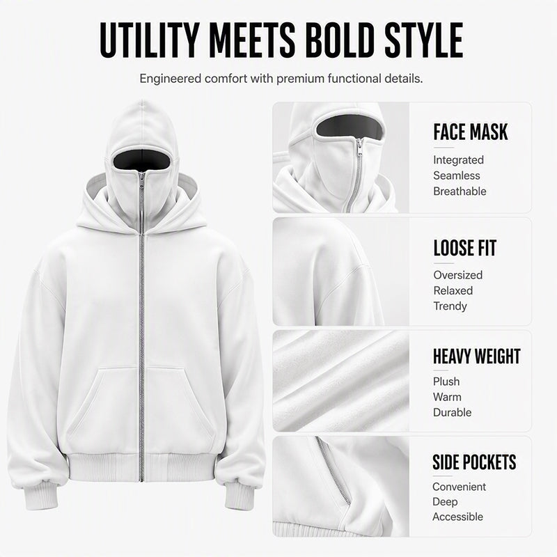 📢📢50 % DE RÉDUCTION !! ⏰ Sweat-shirt unisexe à double capuche et fermeture éclair