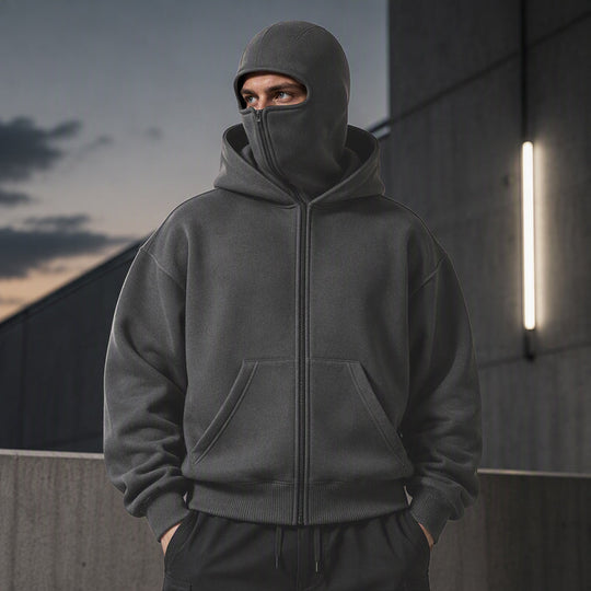 📢📢50 % DE RÉDUCTION !! ⏰ Sweat-shirt unisexe à double capuche et fermeture éclair