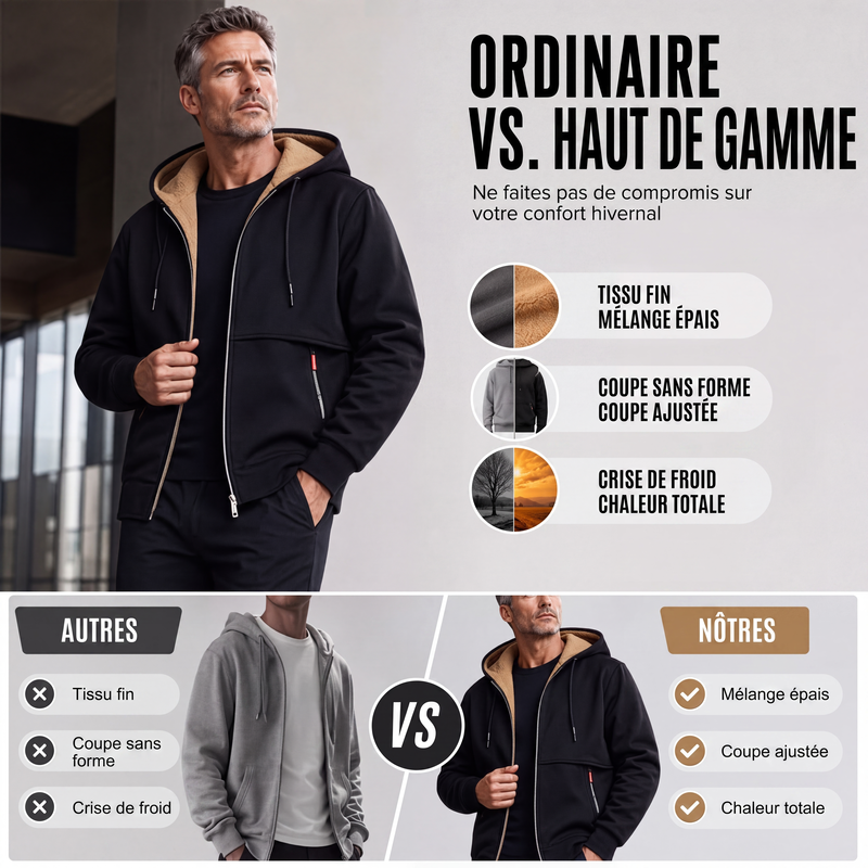 Veste à capuche chaude d'hiver pour homme