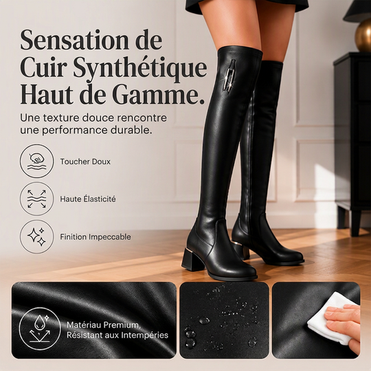 Bottes chaudes élastiques au-dessus du genou pour femmes