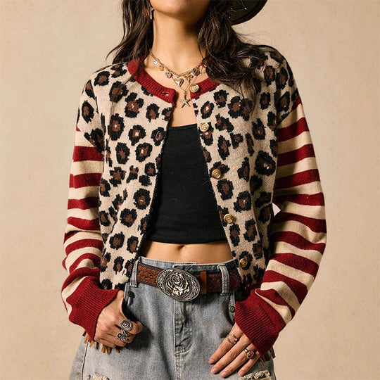 🌸 OFFRE LIMITÉE –50% ! ✨ Cardigan pour femme à imprimé léopard