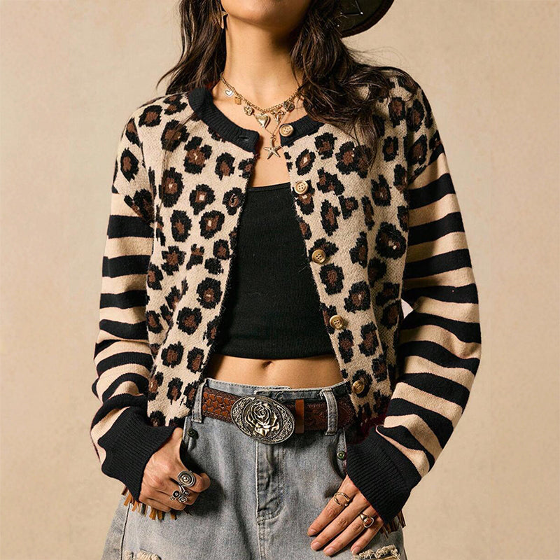 🌸 OFFRE LIMITÉE –50% ! ✨ Cardigan pour femme à imprimé léopard