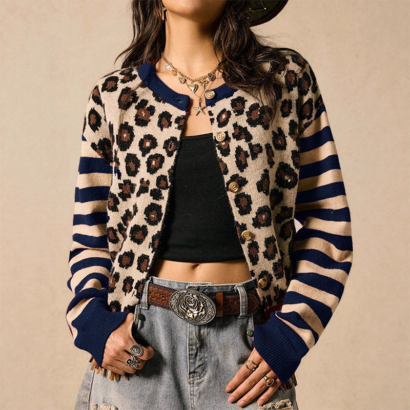 🌸 OFFRE LIMITÉE –50% ! ✨ Cardigan pour femme à imprimé léopard