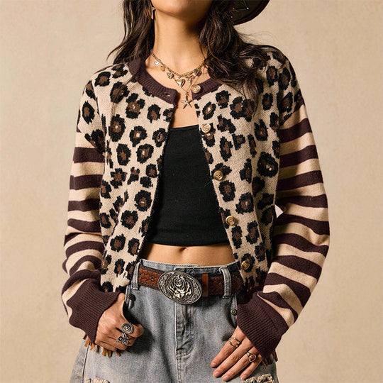 🌸 OFFRE LIMITÉE –50% ! ✨ Cardigan pour femme à imprimé léopard