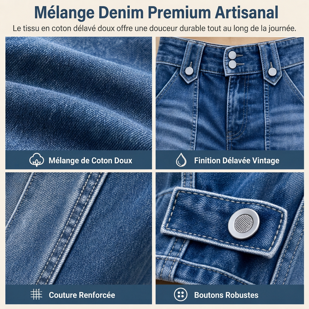 Jean en denim large rétro pour femme