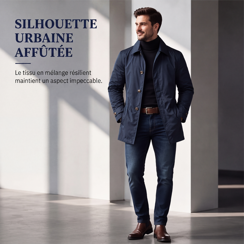 Trench imperméable mi-long pour homme