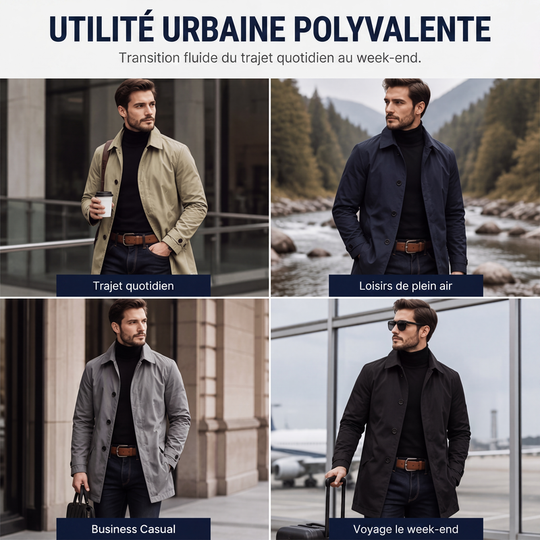 Trench imperméable mi-long pour homme